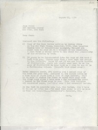 [Carta] 1970 Aug. 23, [EE.UU.] [a] Joan Daves, New York, New York, [EE.UU.]