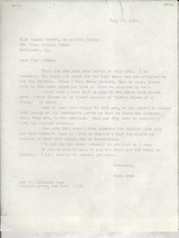 [Carta] 1970 July 27, Bridgehampton, New York, [EE.UU.] [a] Miss Margot Schutt, Humanities Editor, The Johns Hopkins Press, Baltimore, Md., [EE.UU.]