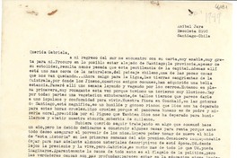 [Carta] [1949], Santiago, Chile [a] Gabriela [Mistral]