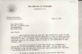 [Carta] 1970 July 1, Hispanic Foundation, Washington, D.C., [EE.UU.] [a] Miss Doris Dana, Bridgehampton, New York, [EE.UU.]