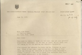[Carta] 1970 June 26, Baltimore Maryland, [EE.UU.] [a] Miss Joan Daves, , New York, N. Y., [EE.UU.]