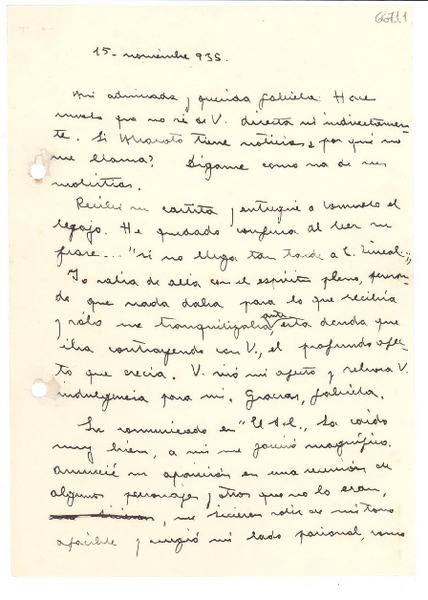 [Carta] 1935 nov. 15, España [a] Gabriela Mistral