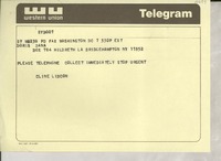 Telegram [1970], Washington D.C., [EE.UU.] [a] Doris Dana, Bridgehampton, N. Y., [EE.UU.]