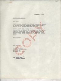 [Carta] 1970 Dec. 8, [Estados Unidos] [a] Mr. Jack Goellner, The Johns Hopkins Press, Baltimore, Mi.
