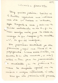 [Carta] 1936 feb. 6, Linares [España] [a] Gabriela Mistral