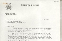 [Carta] 1969 Nov. 26, Washington, D.C., [EE.UU.] [a] Miss Doris Dana, Bridgehampton, N. Y., [EE.UU.]