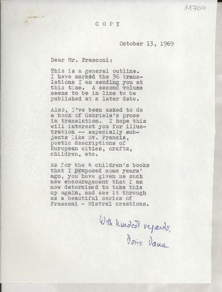 [Carta] 1969 Oct. 13, [EE.UU.] [a] Mr. Frasconi, [EE.UU.]