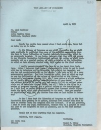 [Carta] 1970 Apr. 8, [Washington D. C., Estados Unidos] [a] Mr. Jack Goellner, Editor Johns Hopkins Press, Baltimore, Maryland