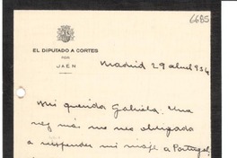 [Carta] 1936 abr. 29, Madrid [a] Gabriela Mistral