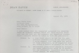 [Carta] 1969 Aug. 28, New York, [EE.UU.] [a] Miss Doris Dana, Bridgehampton Long Island, New York, [EE.UU.]