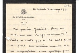 [Carta] 1936 mayo 9, Madrid [a] Gabriela Mistral