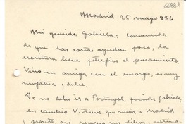 [Carta] 1936 mayo 25, Madrid [a] Gabriela Mistral