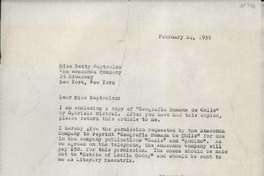 [Carta] 1959 Feb. 24, New York, [EE.UU.] [a] Miss Betty Raptoulos, The Anaconda Company, New York, New York, [EE.UU.]