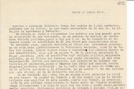[Carta] 1939 jul. 20, París [a] Gabriela Mistral