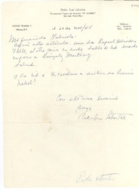 [Carta] 1945 nov. 20, San Juan, Puerto Rico [a] Gabriela [Mistral]