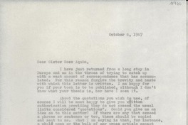 [Carta] 1967 Oct. 8, [EE.UU.] [a] Dear Sister Rose Aquin, [EE.UU.]