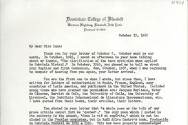 [Carta] 1967 Oct. 17, Blauvelt, New York, [EE.UU.] [a] My dear Miss [Doris] Dana, [EE.UU.]