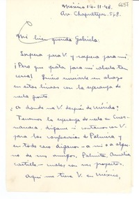 [Carta] 1948 nov. 14, México [a] Gabriela Mistral