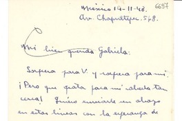 [Carta] 1948 nov. 14, México [a] Gabriela Mistral