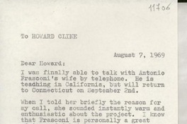 [Carta] 1969 Aug. 7, [Estados Unidos] [a] Howard Cline