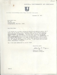 [Carta] 1973 Nov. 26, Chicago, Illinois, [EE.UU.] [a] Miss Doris Dana, Hildreth Lane, Bridgehampton, New York, [EE.UU.]