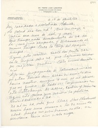 [Carta] 1950 abr. 1, Pittsburgh, Pennsylvania [a] Gabriela [Mistral]