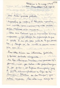 [Carta] 1949 mayo 2, México [a] Gabriela Mistral