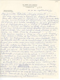 [Carta] 1951 sept. [8?], Pittsburgh, Pennsylvania [a] Gabriela [Mistral]