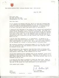 [Carta] 1969 July 18, [Baltimore, Maryland, Estados Unidos] [a] Miss Doris Dana, Box 188, Hildreth Lane, Bridgehampton, New York
