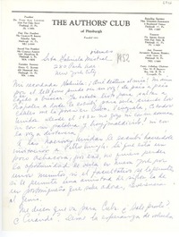 [Carta] [1952], New York, [Estados Unidos] [a] Gabriela [Mistral]