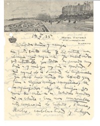 [Carta] 1935 feb. 14, Biarritz, [Francia] [a] Gabriela Mistral