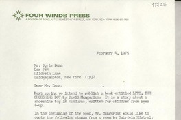 [Carta] 1975 Feb. 4, [New York, Estados Unidos] [a] Ms. Doris Dana, Box 784 Hildreth Lane, Bridgehampton, New York