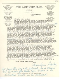 [Carta] 1954 ago. 19, Pittsburgh, [Pennsylvania] [a] Gabriela Mistral