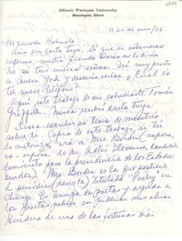 [Carta] 1956 ene. 20, Bloomington, Illinois [a] Gabriela Mistral