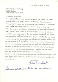 [Carta] 1956 mayo 1, [Illinois] [a] Gabriela Mistral, Roslyn Harbor, Long Island, Nueva York