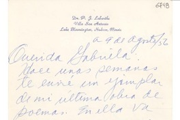 [Carta] 1956 ago. 9, Hudson, Illinois [a] Gabriela Mistral