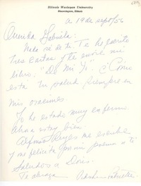 [Carta] 1956 sept. 19, Bloomington, Illinois [a] Gabriela Mistral