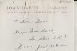 [Carta] 1974 June 17, New York, N. Y., [EE.UU.] [a] Doris Dana, [EE.UU.]