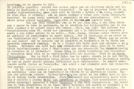 [Carta] 1951 ago. 30, Santiago, [Chile] [a] Gabriela [Mistral]