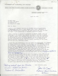 [Carta] 1977 Apr. 23, [Los Angeles, California, Estados Unidos] [a] Doris Dana