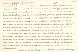 [Carta] 1951 sept. 20, Santiago, Chile [a] Gabriela [Mistral]