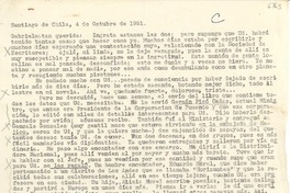 [Carta] 1951 oct. 4, Santiago, Chile [a] Gabriela [Mistral]