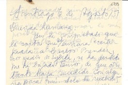 [Carta] 1951 ago. 6, Santiago [a] Gabriela Mistral