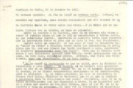 [Carta] 1951 oct. 22, Santiago, Chile [a] [Gabriela Mistral]