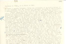 [Carta] 1952 mar. 18, Santiago, Chile [a] Gabriela [Mistral]