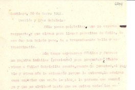 [Carta] 1952 mar. 30, Santiago, [Chile] [a] Gabriela [Mistral]