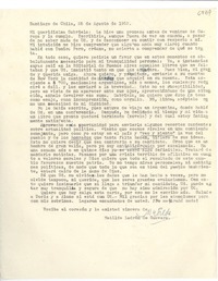 [Carta] 1952 ago. 25, Santiago de Chile [a] Gabriela Mistral