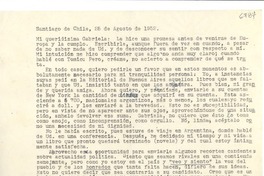 [Carta] 1952 ago. 25, Santiago de Chile [a] Gabriela Mistral