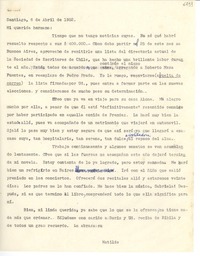 [Carta] 1952 abr. 6, Santiago [a] Gabriela Mistral