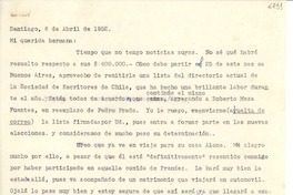 [Carta] 1952 abr. 6, Santiago [a] Gabriela Mistral